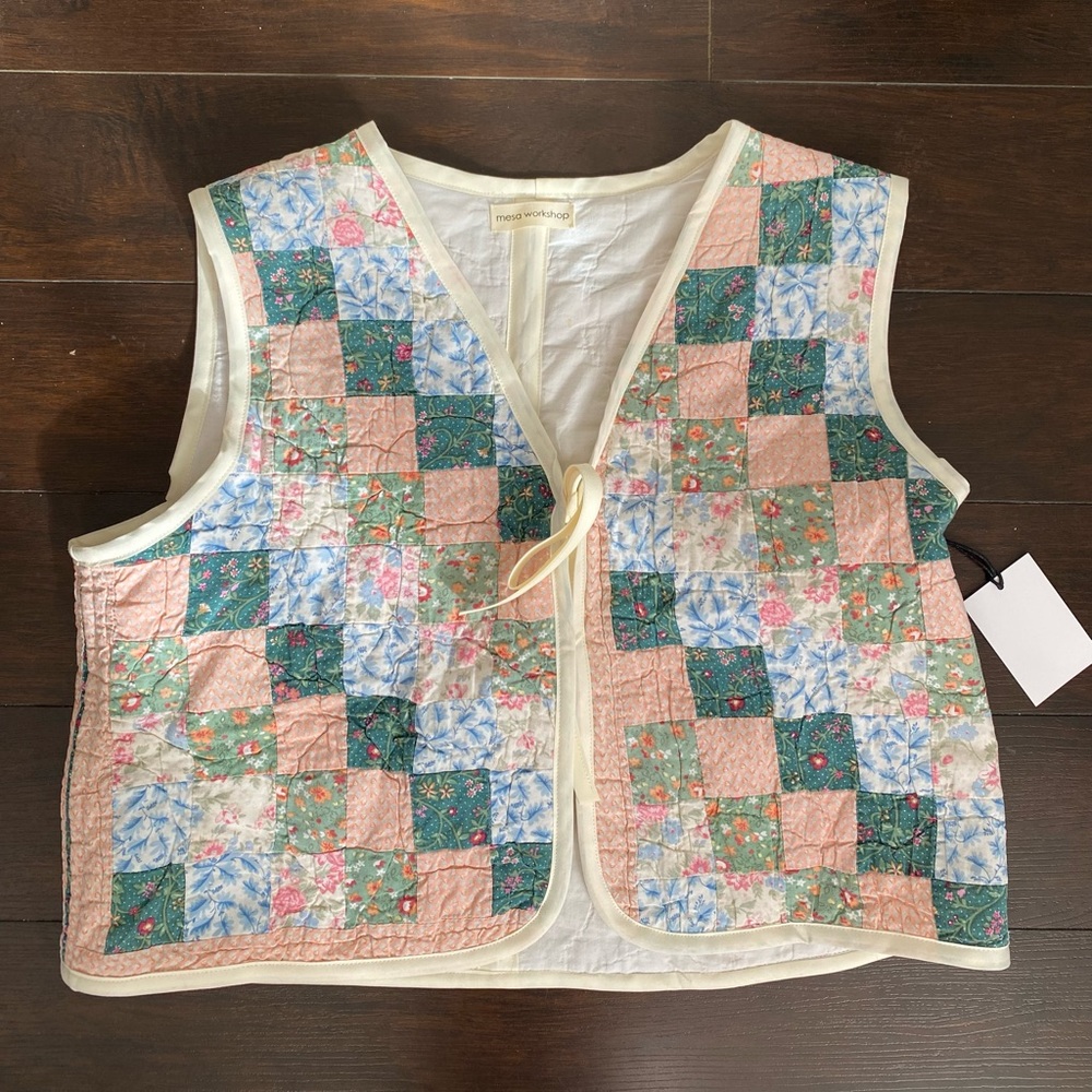 Upcycled Patchwork Quilted Vest in Pastel Colors